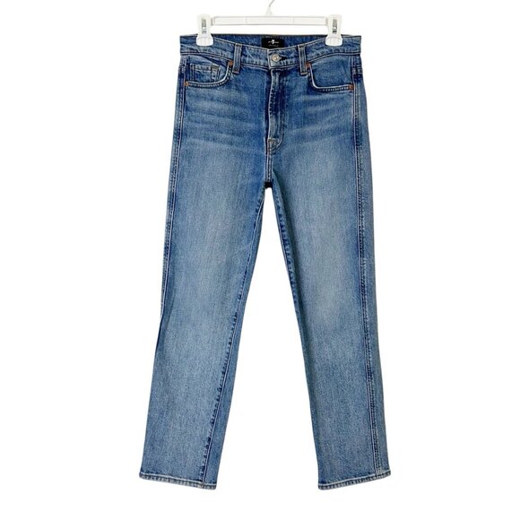 7 For All Mankind High Waist Cropped Straight Jeans Women’s Size 27 - Picture 1 of 10